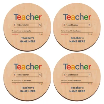 Searching for Best Teacher..., ΣΕΤ x4 Σουβέρ ξύλινα στρογγυλά plywood (9cm)