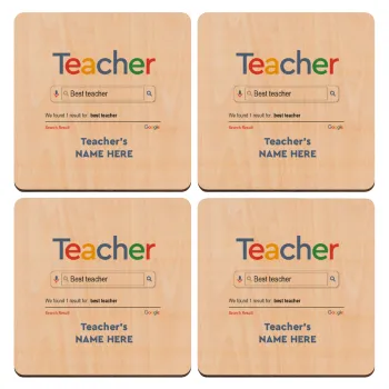 Searching for Best Teacher..., ΣΕΤ x4 Σουβέρ ξύλινα τετράγωνα plywood (9cm)