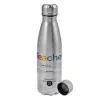 Metallic water bottle, stainless steel, 750ml