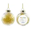 Transparent Christmas tree ball ornament with gold filling 8cm