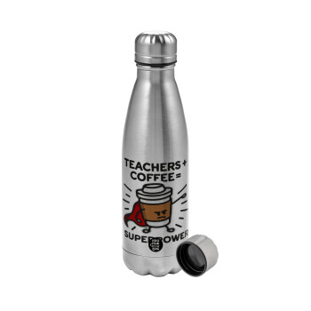 Teacher Coffee Super Power, Metallic water bottle, stainless steel, 750ml