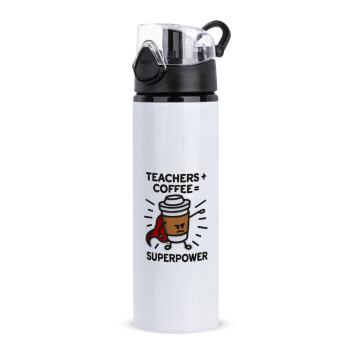 Teacher Coffee Super Power, Μεταλλικό παγούρι νερού με καπάκι ασφαλείας, αλουμινίου 750ml
