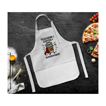 Teacher Coffee Super Power, Ποδιά Σεφ Ολόσωμη Παιδική (με ρυθμιστικά και 2 τσέπες)