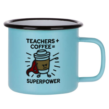 Teacher Coffee Super Power, Κούπα Μεταλλική εμαγιέ ΜΑΤ σιέλ 360ml