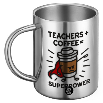 Teacher Coffee Super Power, Ανοξείδωτη Μεταλλική Κούπα 450ml - Διπλού Τοιχώματος