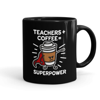 Teacher Coffee Super Power, Κούπα Μαύρη, κεραμική, 330ml