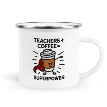 Teacher Coffee Super Power, Κούπα Μεταλλική εμαγιέ λευκη 360ml