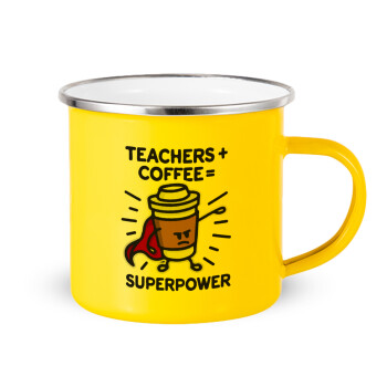 Teacher Coffee Super Power, Κούπα Μεταλλική εμαγιέ Κίτρινη 360ml