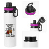 Metallic water bottle with safety lid, 850ml aluminum