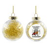 Transparent Christmas tree ball ornament with gold filling 8cm