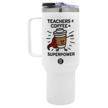 Teacher Coffee Super Power, Mega Tumbler με καπάκι, διπλού τοιχώματος (θερμό) 1,2L