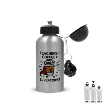 Teacher Coffee Super Power, Μεταλλικό παγούρι νερού, Ασημένιο, αλουμινίου 500ml