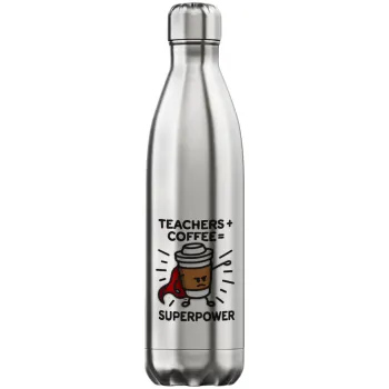 Teacher Coffee Super Power, Inox (Stainless steel) hot metal mug, double wall, 750ml