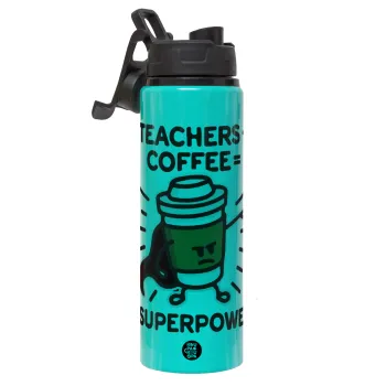 Teacher Coffee Super Power, Μεταλλικό παγούρι νερού με καπάκι ασφαλείας, αλουμινίου 850ml