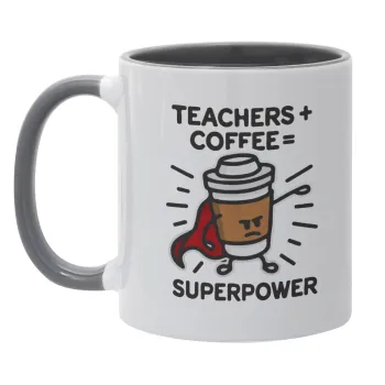 Teacher Coffee Super Power, Mug colored grey, ceramic, 330ml