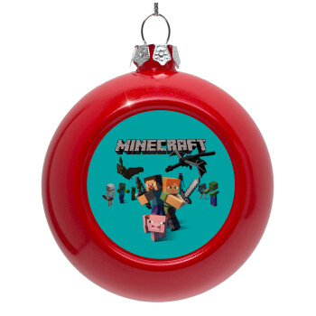 Minecraft Alex, Red Christmas tree ornament bauble 8cm