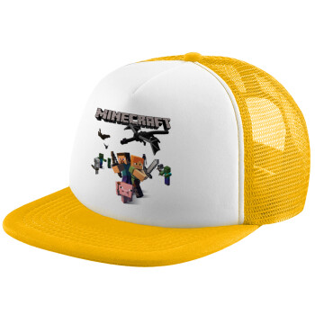 Minecraft Alex, Καπέλο Soft Trucker με Δίχτυ Κίτρινο/White 