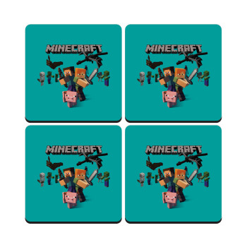 Minecraft Alex, ΣΕΤ 4 Σουβέρ ξύλινα τετράγωνα (9cm)