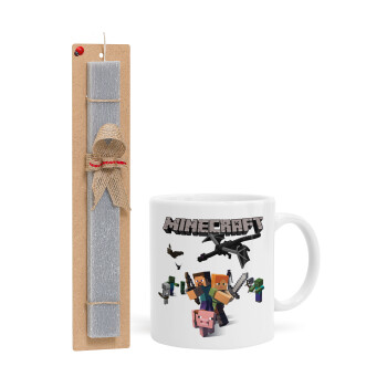 Minecraft Alex, Easter Set, Ceramic Cup (330ml) & Easter aromatic flat candle (30cm) (GRAY)