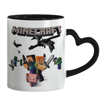 Minecraft Alex, Mug heart black handle, ceramic, 330ml
