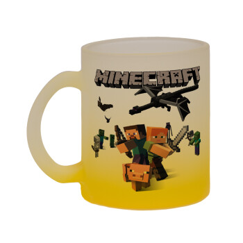 Minecraft Alex, Κούπα γυάλινη δίχρωμη με βάση το κίτρινο ματ, 330ml