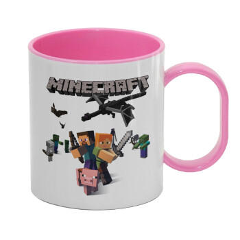 Minecraft Alex, Κούπα (πλαστική) (BPA-FREE) Polymer Ροζ για παιδιά, 330ml