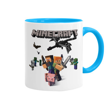 Minecraft Alex, Κούπα χρωματιστή γαλάζια, κεραμική, 330ml
