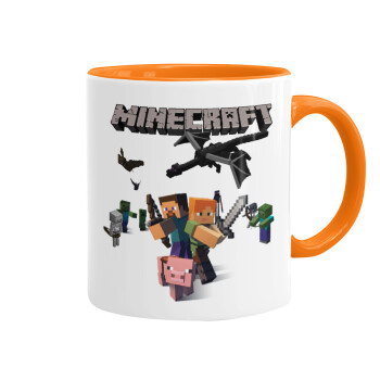 Minecraft Alex, Κούπα χρωματιστή πορτοκαλί, κεραμική, 330ml