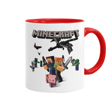 Minecraft Alex, Κούπα χρωματιστή κόκκινη, κεραμική, 330ml