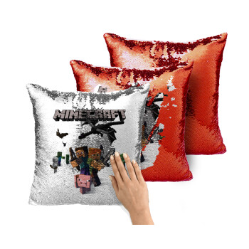 Minecraft Alex, Μαξιλάρι καναπέ Μαγικό Κόκκινο με πούλιες 40x40cm περιέχεται το γέμισμα