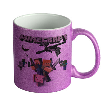 Minecraft Alex, Κούπα Μωβ Glitter που γυαλίζει, κεραμική, 330ml