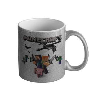 Minecraft Alex, Κούπα Ασημένια Glitter που γυαλίζει, κεραμική, 330ml