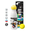 Tennis ball Metal mug thermos White, double wall, 550ml