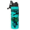 Metallic water bottle with safety lid, 850ml aluminum