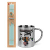 Easter Set, metallic thermal cup (300ml) & aromatic flat Easter candle (30cm) (TURQUOISE)