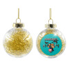 Transparent Christmas tree ball ornament with gold filling 8cm