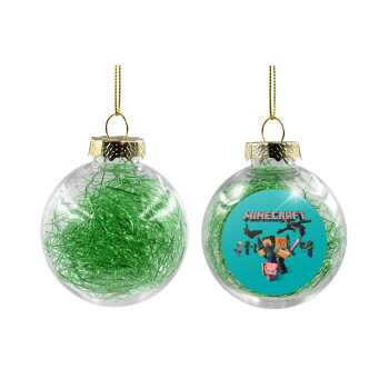 Minecraft Alex, Transparent Christmas tree ball ornament with green filling 8cm