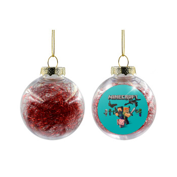 Minecraft Alex, Transparent Christmas tree ball ornament with red filling 8cm