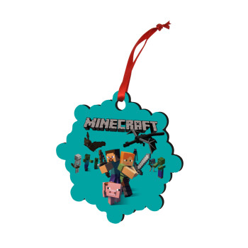 Minecraft Alex, Christmas ornament snowflake wooden 7.5cm
