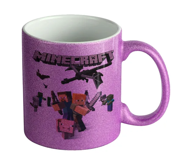 Minecraft Alex — Κούπα Μωβ Glitter που γυαλίζει, κεραμική, 330ml