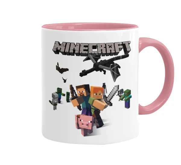Minecraft Alex — Κούπα χρωματιστή ροζ, κεραμική, 330ml