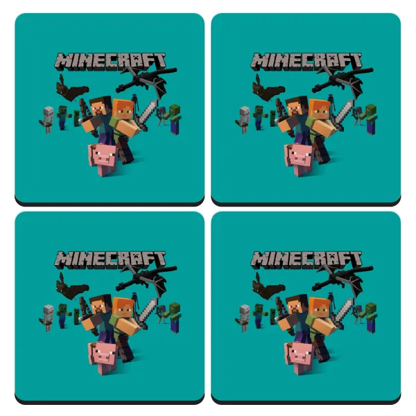 Minecraft Alex — Set of 4 square wooden coasters (9cm)
