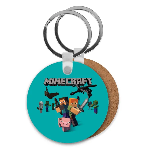 Minecraft Alex — Round wooden MDF keychain, Ø5cm