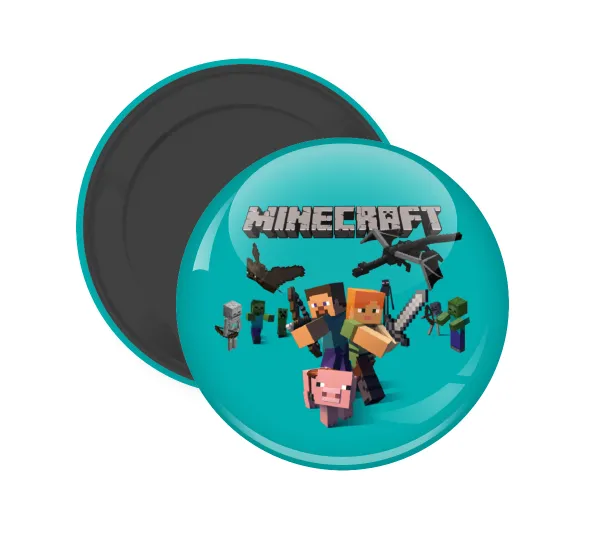 Minecraft Alex — Round fridge magnet, 5cm