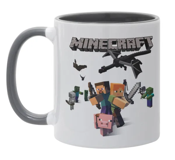 Minecraft Alex — Κούπα χρωματιστή γκρι, κεραμική, 330ml