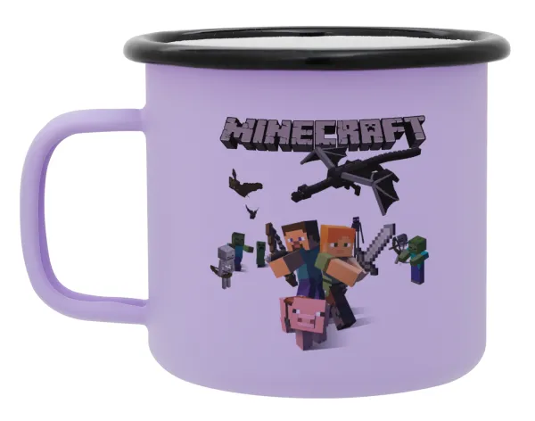 Minecraft Alex — Metal enamel mug, matte light pastel purple, 360ml