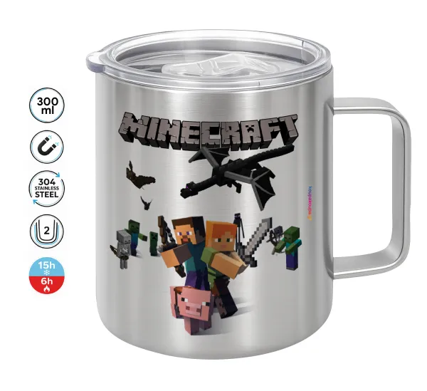 Minecraft Alex — Double-walled stainless steel mug 300ml with temperature-retaining lid