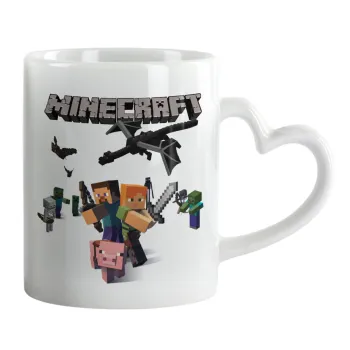 Minecraft Alex, Κούπα καρδιά χερούλι λευκή, κεραμική, 330ml