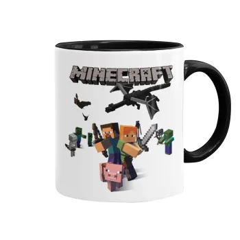 Minecraft Alex, Κούπα χρωματιστή μαύρη, κεραμική, 330ml