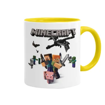 Minecraft Alex, Κούπα χρωματιστή κίτρινη, κεραμική, 330ml